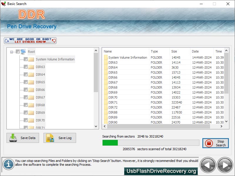 Screenshot of Data Recovery USB Flash Drive