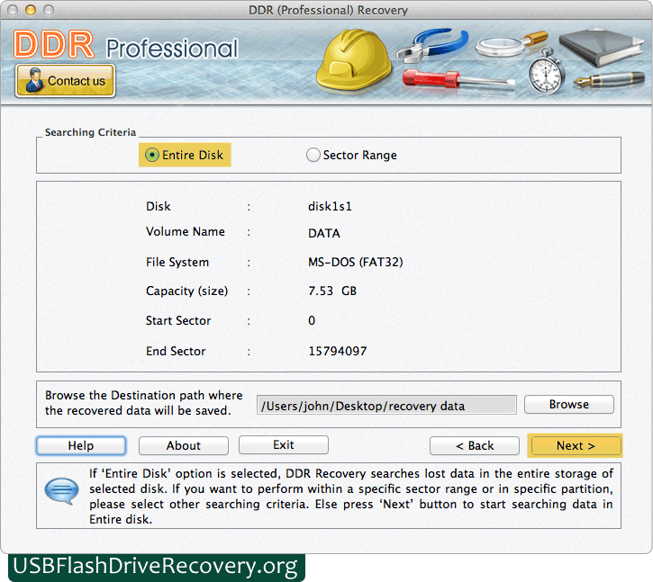 Choose Searching Criteria MAC data recovery software – professional