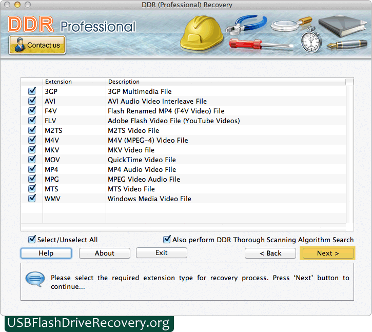 Select the required Extension MAC data recovery software – professional