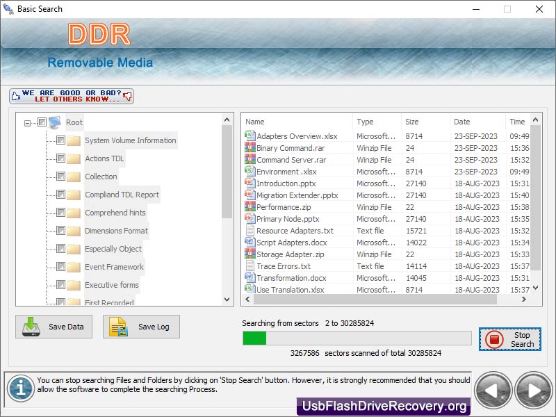 Recovery Data USB Drive screenshot