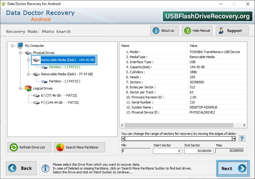 Select Drive or Partitions