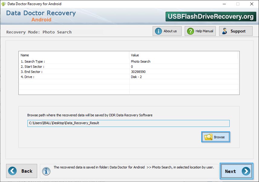 Browse path where recovered 