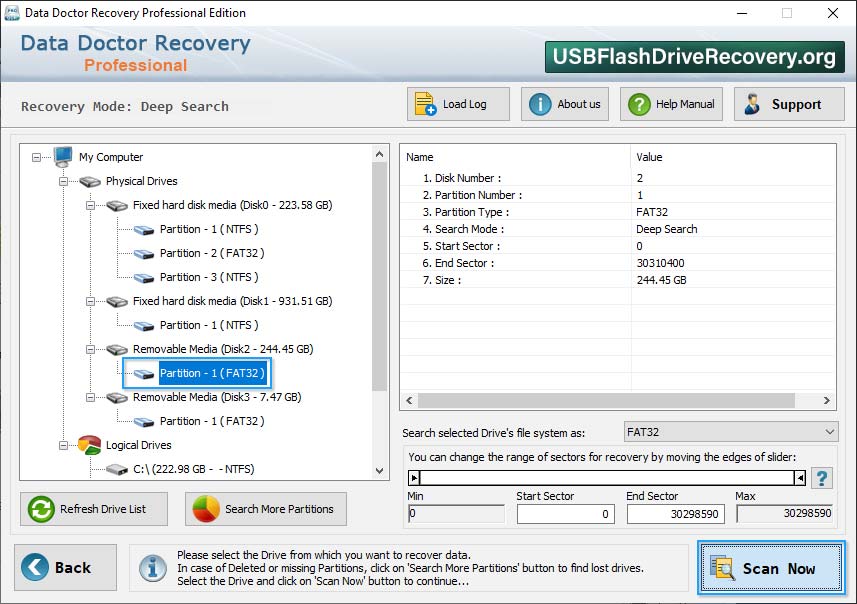 Select Drive or Partitions