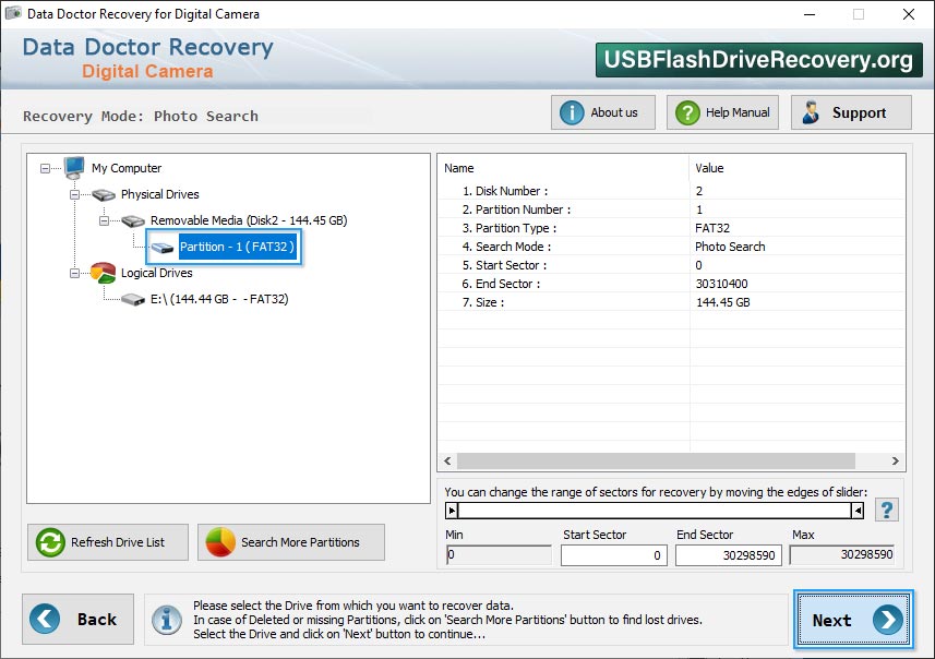 Select Drive or Partitions