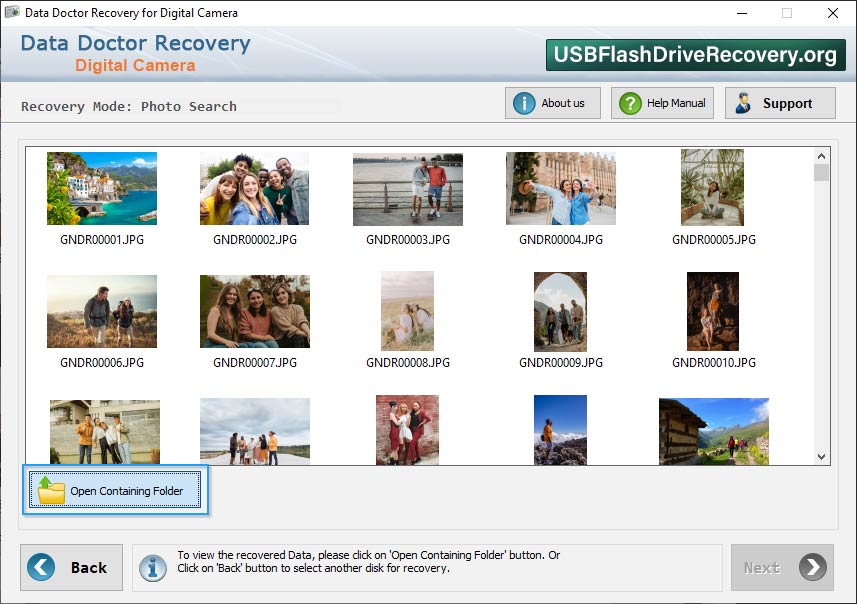 Open contaning folder