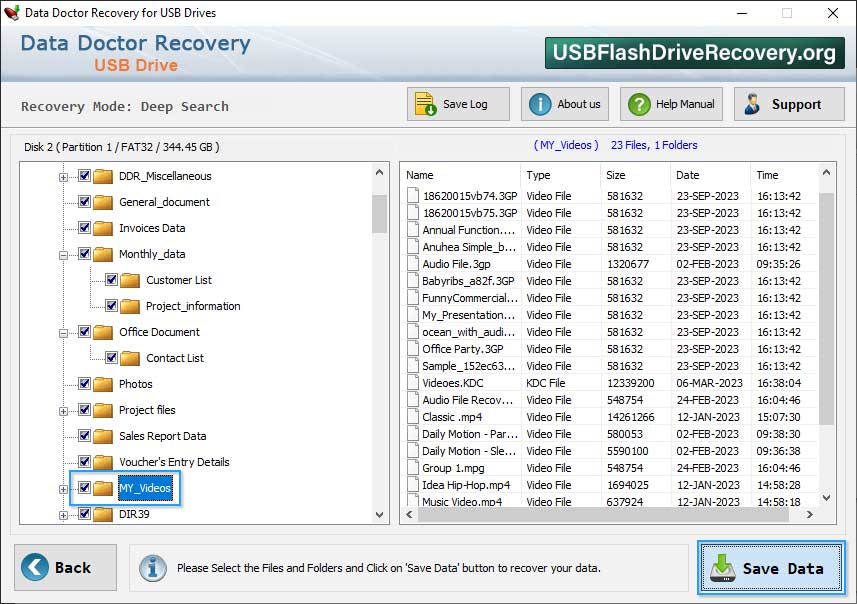 left panel and click on 'Save Data'