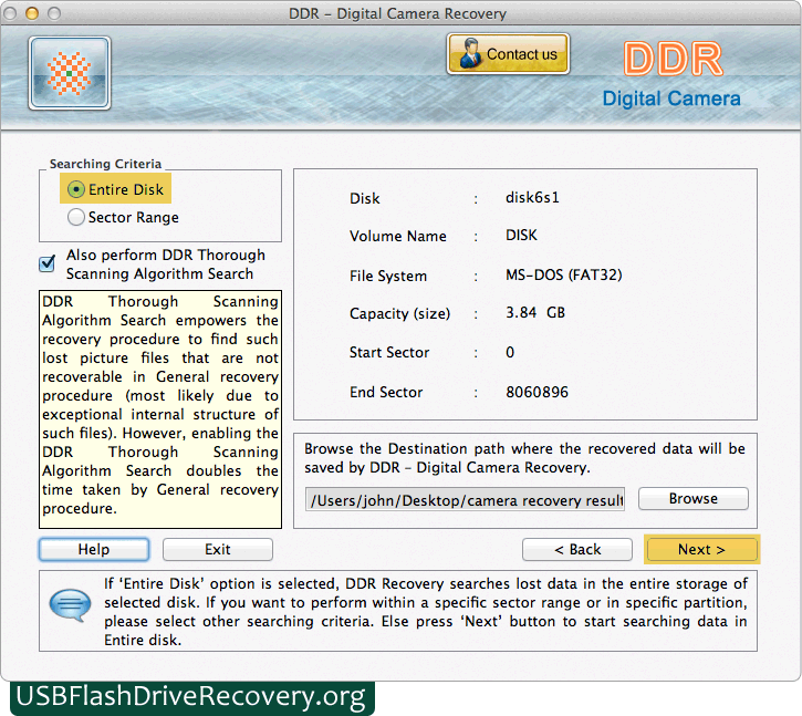 Choose any Searching Criteria Mac digital camera recovery software