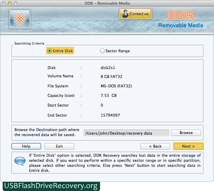 Choose Searching Criteria Mac Removable Media Data Recovery