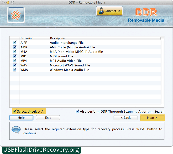 Select Required Extension Mac Removable Media Data Recovery