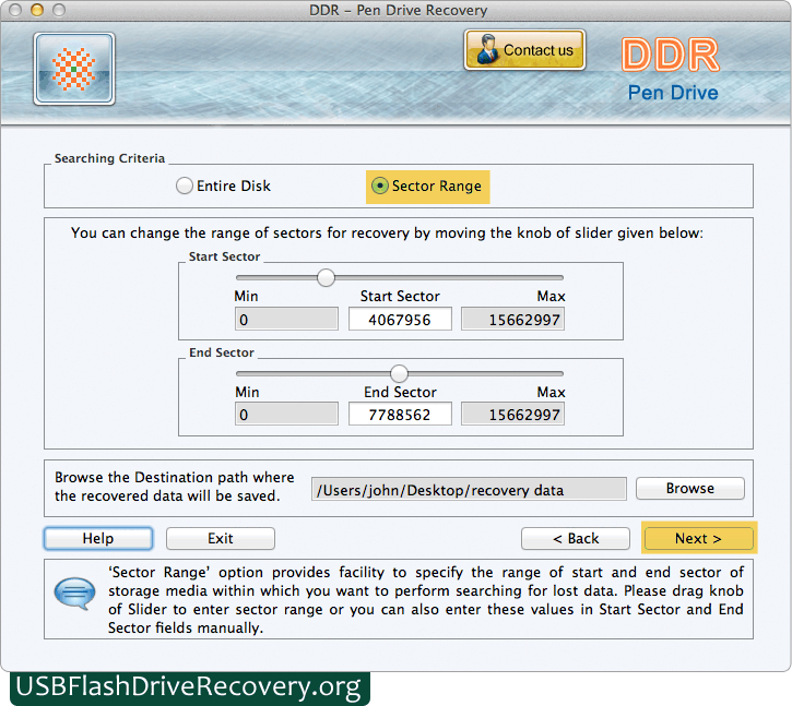 Choose any Searching Criteria Mac Flash Drive Data Recovery