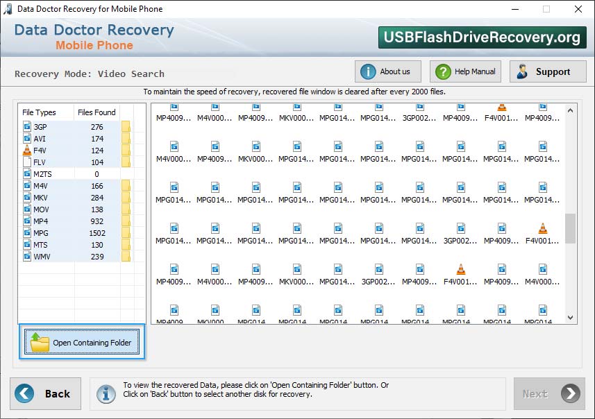 Open contaning folder